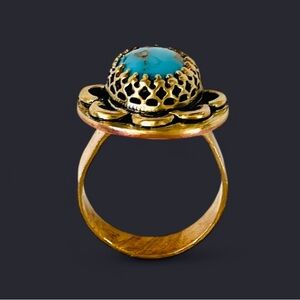 Blue Moon Turquoise + Mixed Metal Artisan-made Ring